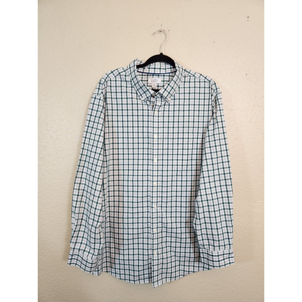 Croft & Barrow Mens 2XB Green Plaid Button Down Shirt Long Sleeve Big & Tall